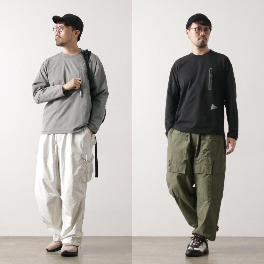 AND WANDER（アンドワンダー） ハイブリッド ウォーム ポケット ロングスリーブTシャツ / メンズ トップス 長袖 ストレッチ 消臭 | and wander | 07