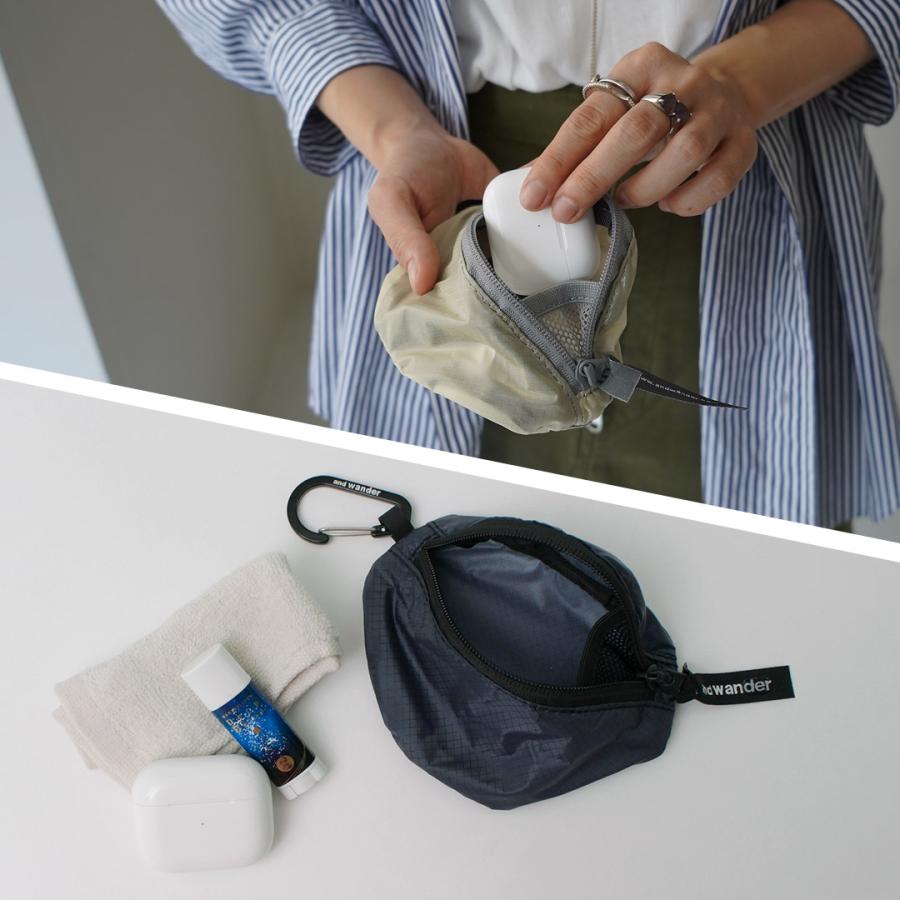 AND WANDER（アンドワンダー） シル ミニポーチ / 小物入れ ケース バッグパック 追加ガジェット アウトドア カラビナ | and wander | 12