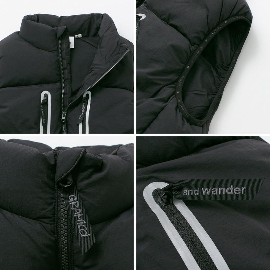AND WANDER（アンドワンダー） グラミチ ダウンベスト / 撥水 防寒 アウトドア 前開き ファスナー コラボ gramicci down vest | and wander | 14