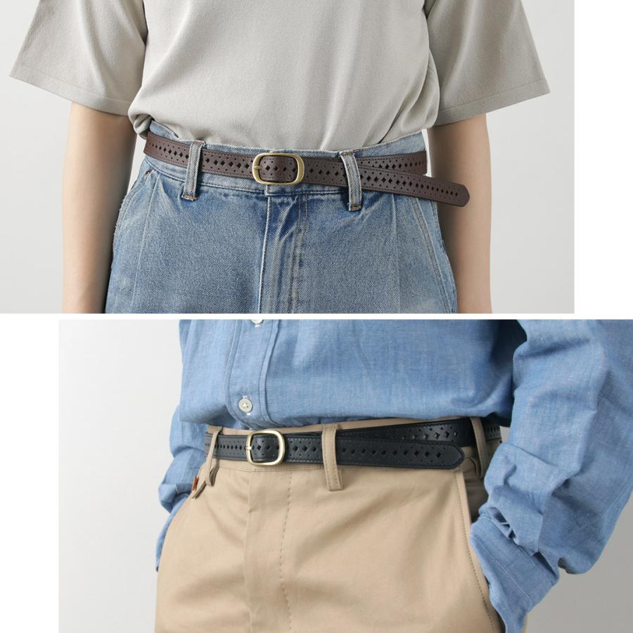 phaduA（パ・ドゥア） サイズレス パンチングレザーベルト / メンズ レディース ユニセックス 細い 牛革 本革 | ROCOCO | 12
