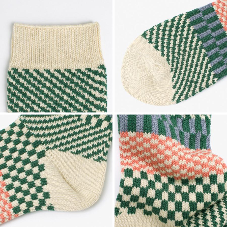 ROTOTO（ロトト） チェック＆ステップ ソックス R1549 / 靴下 クルーソックス ジャガード 柄 コットン 日本製 | ROTOTO | 14