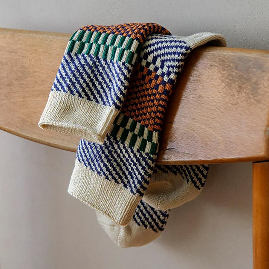 ROTOTO（ロトト） チェック＆ステップ ソックス R1549 / 靴下 クルーソックス ジャガード 柄 コットン 日本製 | ROTOTO | 09