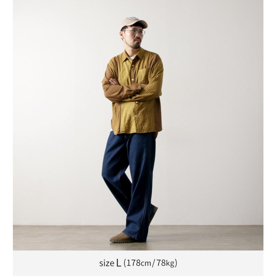 DIP/DZT（ディップ/ディーゼットティー） チェック コンビシャツ / レーヨン リネン クレイジーパターン メンズ 長袖 | dip | 03