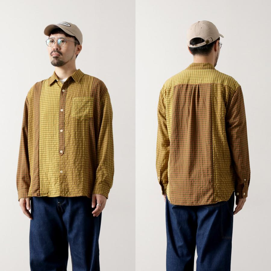DIP/DZT（ディップ/ディーゼットティー） チェック コンビシャツ / レーヨン リネン クレイジーパターン メンズ 長袖 | dip | 10