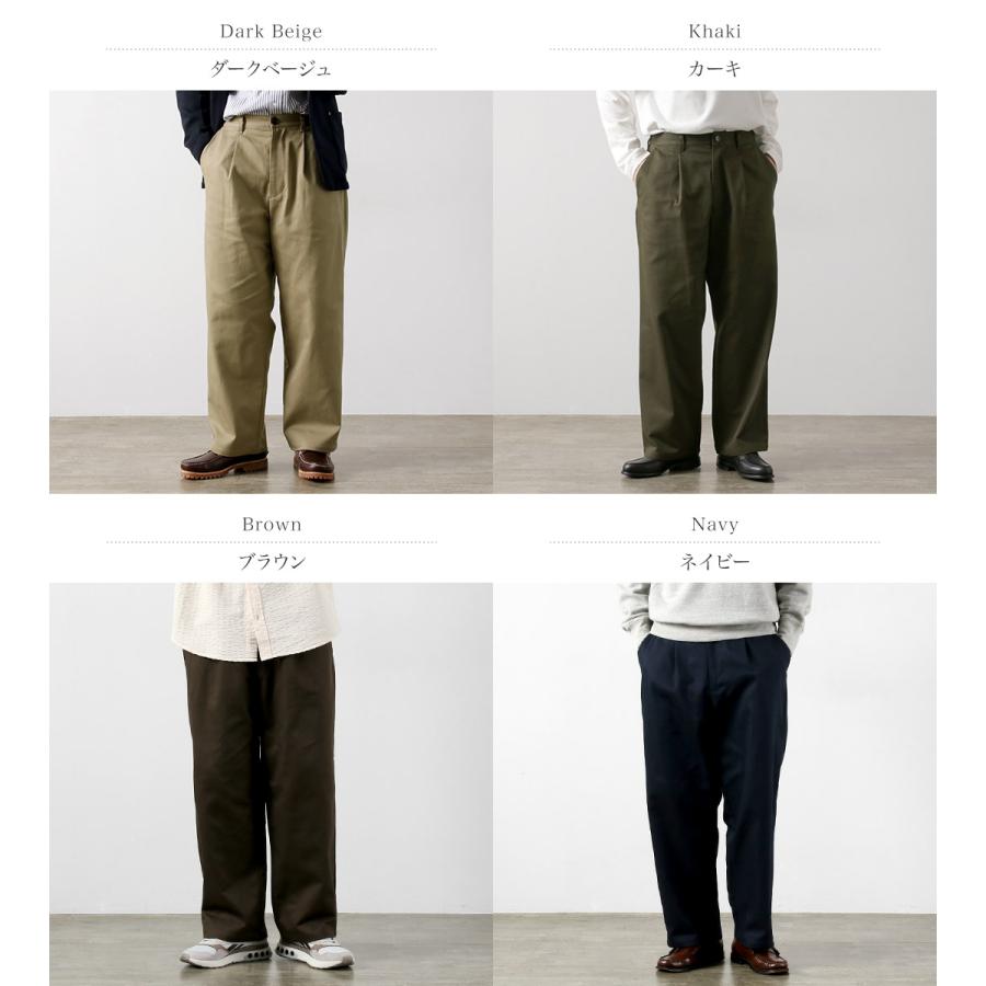 RE MADE IN TOKYO JAPAN（アールイー） コットンハードカルゼ タックワイドパンツ / ボトムス ウエストゴム テーパード 3324A-BT | Re made in tokyo japan | 05