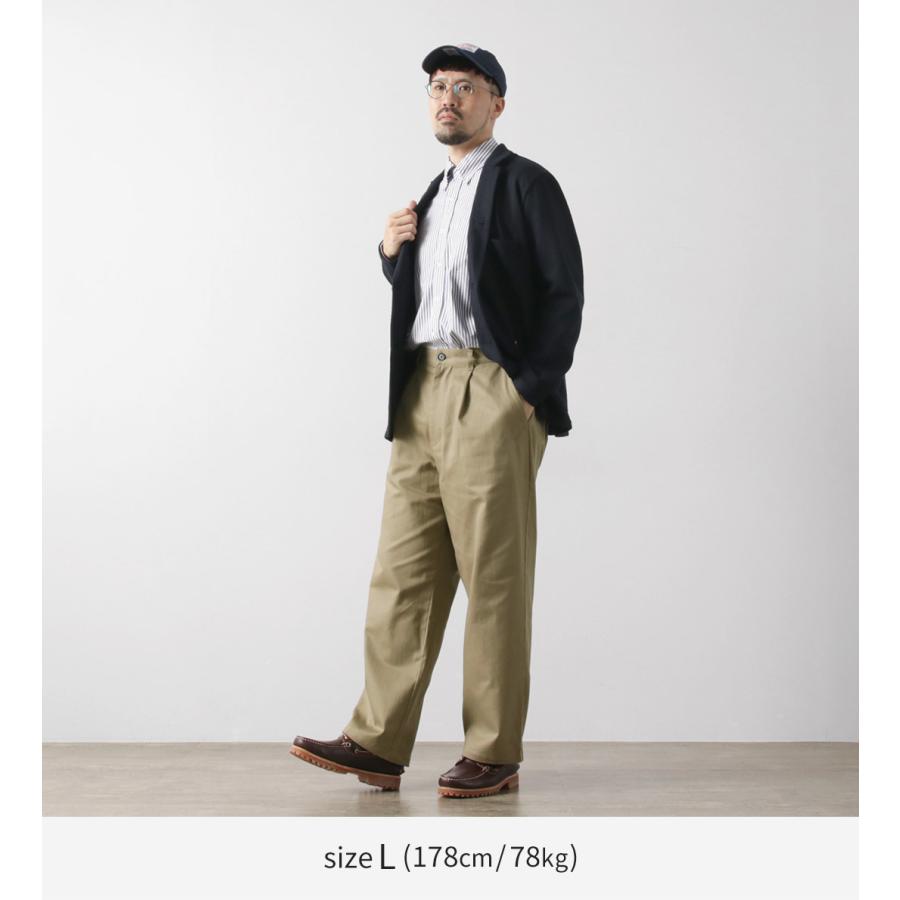 RE MADE IN TOKYO JAPAN（アールイー） コットンハードカルゼ タックワイドパンツ / ボトムス ウエストゴム テーパード 3324A-BT | Re made in tokyo japan | 08