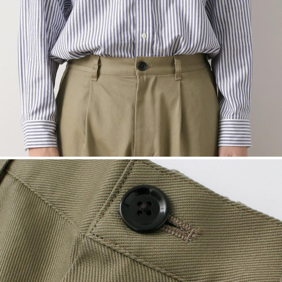 RE MADE IN TOKYO JAPAN（アールイー） コットンハードカルゼ タックワイドパンツ / ボトムス ウエストゴム テーパード 3324A-BT | Re made in tokyo japan | 11