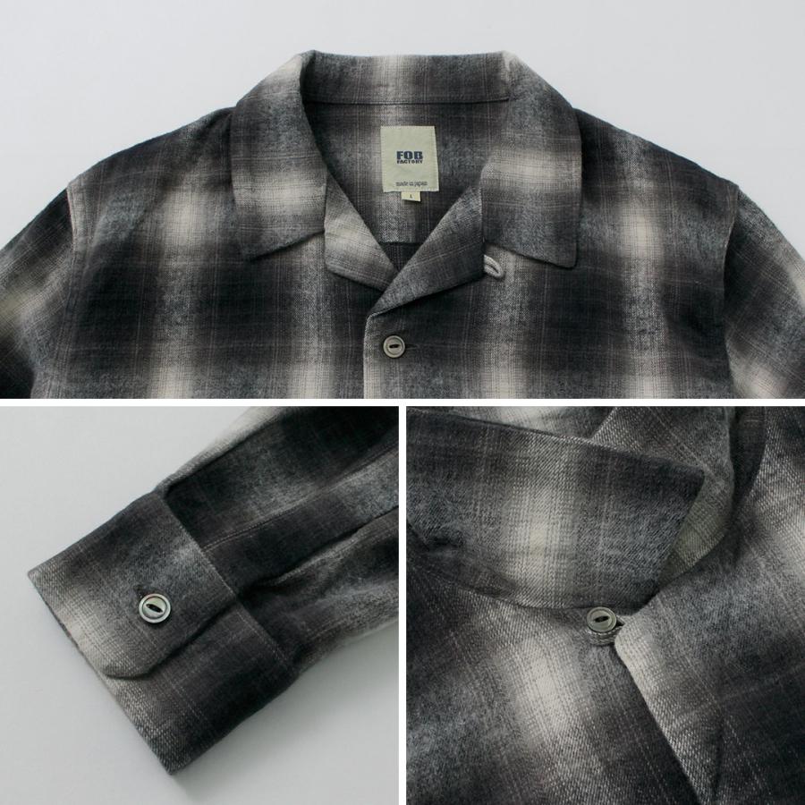 FOB FACTORY（FOBファクトリー） F3505 ネルオープンカラーシャツ / メンズ 長袖 柄 オンブレチェック コットン | FOB FACTORY | 16