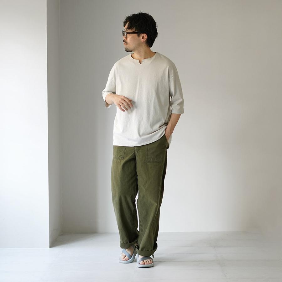 KEMA DESIGNS（ケマデザインズ） リネンコットン キーネックTシャツ / メンズ カットソー 半端丈 七分袖 天然素材 麻 コットン | kema designs | 18
