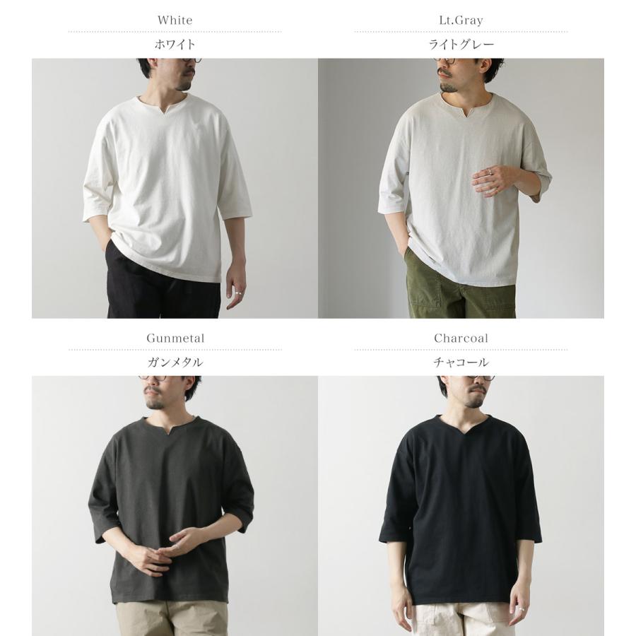 KEMA DESIGNS（ケマデザインズ） リネンコットン キーネックTシャツ / メンズ カットソー 半端丈 七分袖 天然素材 麻 コットン | kema designs | 05