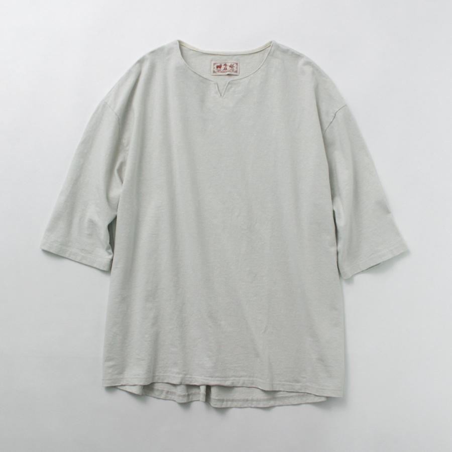 KEMA DESIGNS（ケマデザインズ） リネンコットン キーネックTシャツ / メンズ カットソー 半端丈 七分袖 天然素材 麻 コットン | kema designs | 06