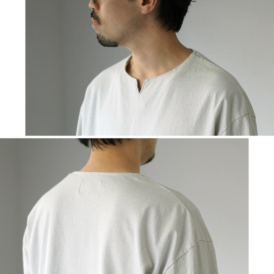 KEMA DESIGNS（ケマデザインズ） リネンコットン キーネックTシャツ / メンズ カットソー 半端丈 七分袖 天然素材 麻 コットン | kema designs | 13