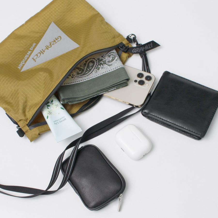 AND WANDER（アンドワンダー） グラミチ ナイロンサコッシュ / ポーチ 撥水 バッグ ナイロン アウトドア レジャー 肩掛け | and wander | 11