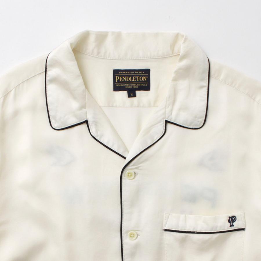 PENDLETON（ペンドルトン） パイピング エンブロイダリー オープンカラーシャツ / 半袖 レーヨン サテン 接触冷感 メンズ レディース | PENDLETON | 12
