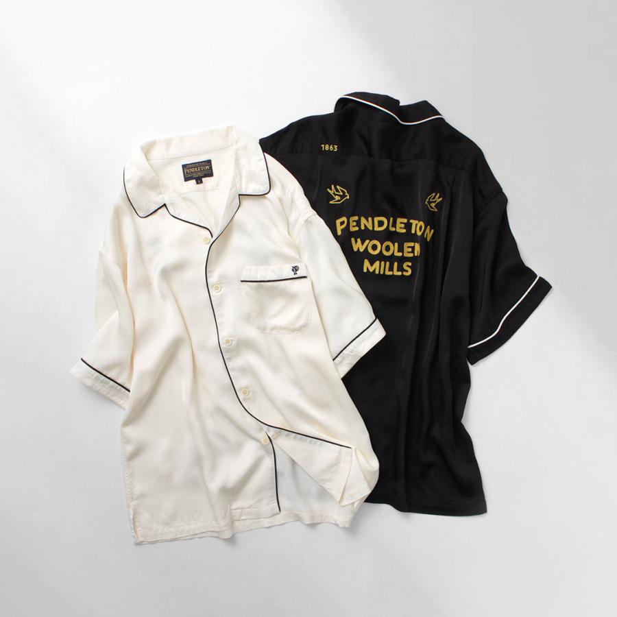 PENDLETON（ペンドルトン） パイピング エンブロイダリー オープンカラーシャツ / 半袖 レーヨン サテン 接触冷感 メンズ レディース | PENDLETON | 04