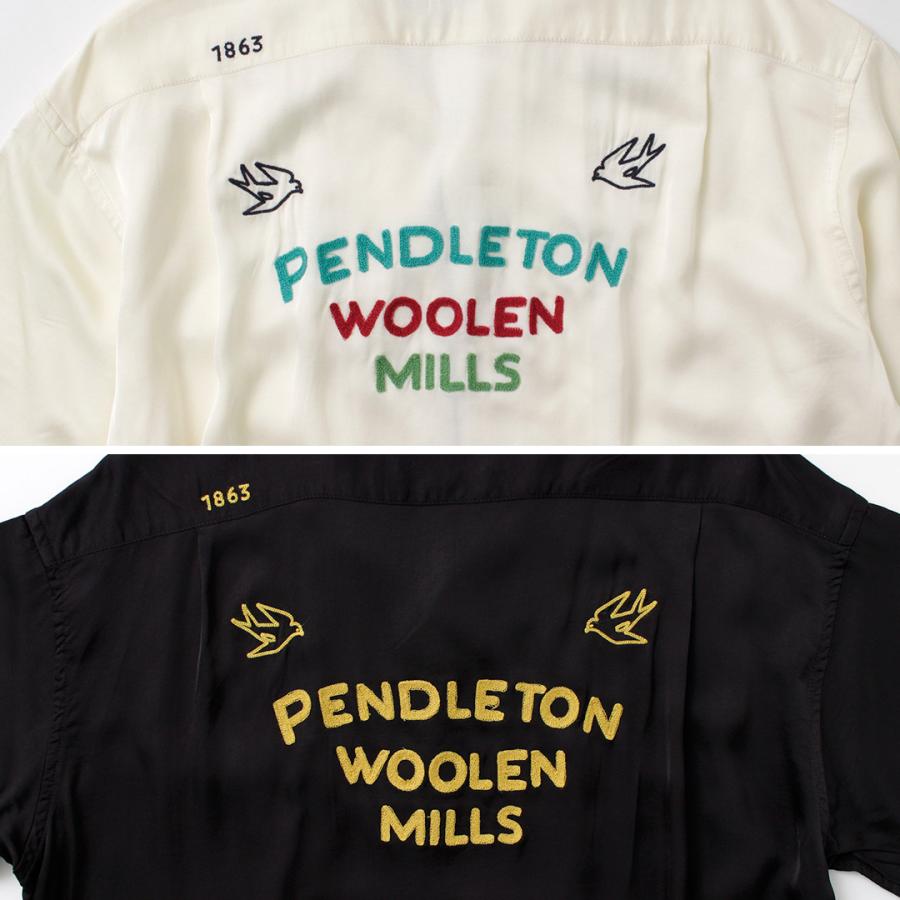 PENDLETON（ペンドルトン） パイピング エンブロイダリー オープンカラーシャツ / 半袖 レーヨン サテン 接触冷感 メンズ レディース | PENDLETON | 11