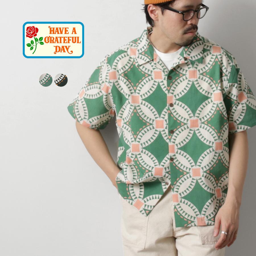 HAVE A GRATEFUL DAY（ハブアグレイトフルデイ） オープンカラー S/S シャツ ヴィンテージ キルトプリント / メンズ レディース | HAVE A GOOD DAY