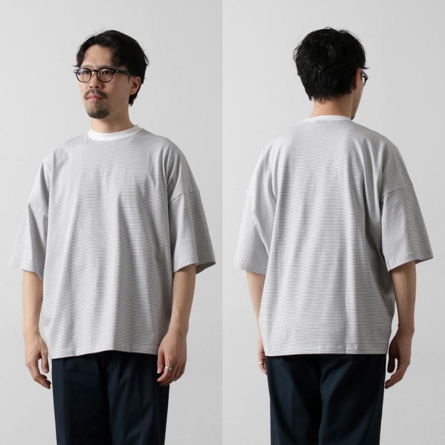 HANDVAERK（ハンドバーク） ショートスリーブ テーパード ビッグTシャツ ボーダー / メンズ 半袖 コットン 綿 ワイド | handvaerk | 13