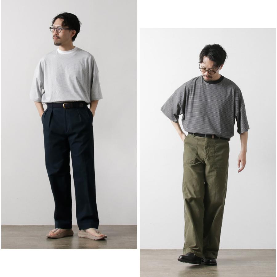 HANDVAERK（ハンドバーク） ショートスリーブ テーパード ビッグTシャツ ボーダー / メンズ 半袖 コットン 綿 ワイド | handvaerk | 14