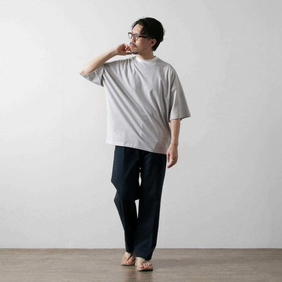 HANDVAERK（ハンドバーク） ショートスリーブ テーパード ビッグTシャツ ボーダー / メンズ 半袖 コットン 綿 ワイド | handvaerk | 06