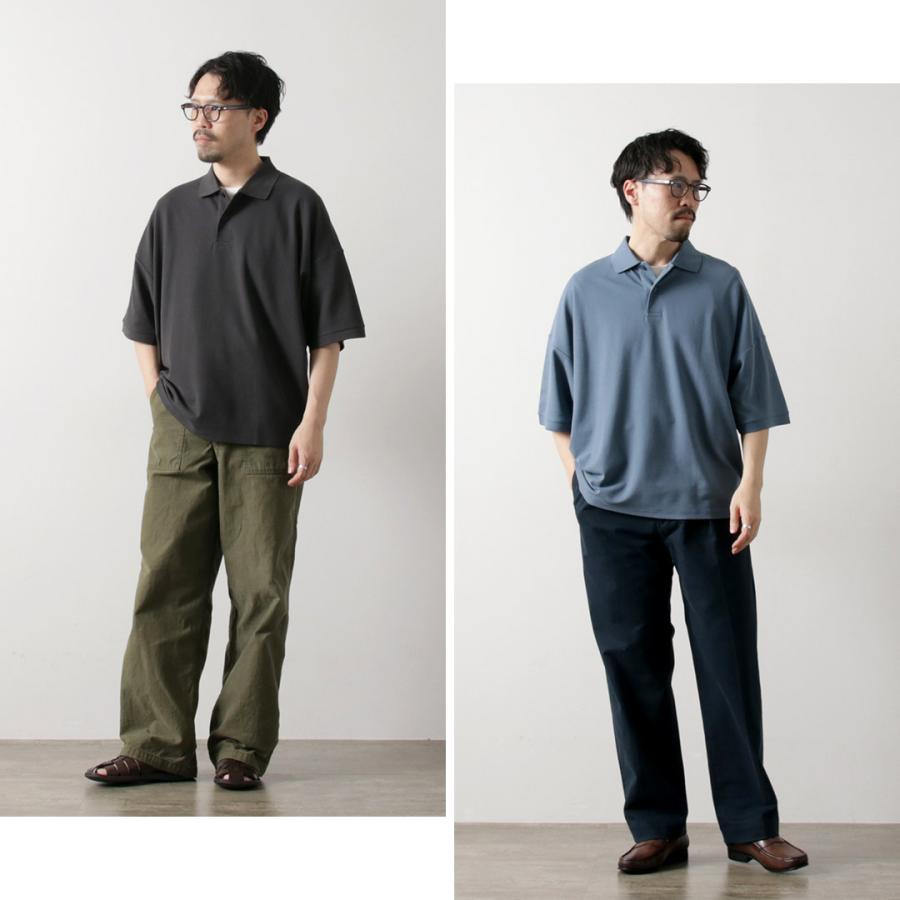 HANDVAERK（ハンドバーク） 鹿の子 ショートスリーブ テーパード ビッグポロシャツ / メンズ 半袖 ピマ ピケコットン 綿 無地 ワイド | handvaerk | 15