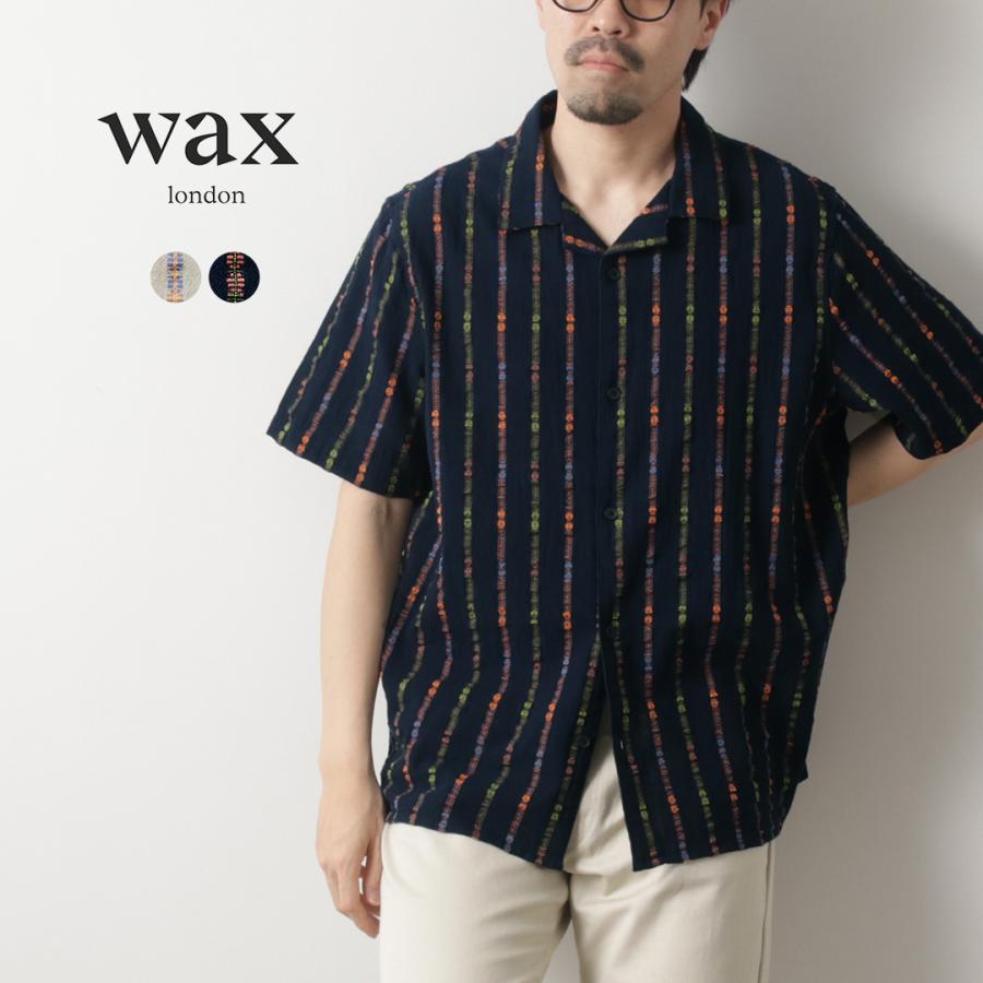 【BLACK】ロンドンストライプ ショートスリーブ カッタウェイカラーシャツ WAX LONDON（ワックスロンドン） ディドコット ショートスリーブシャツ