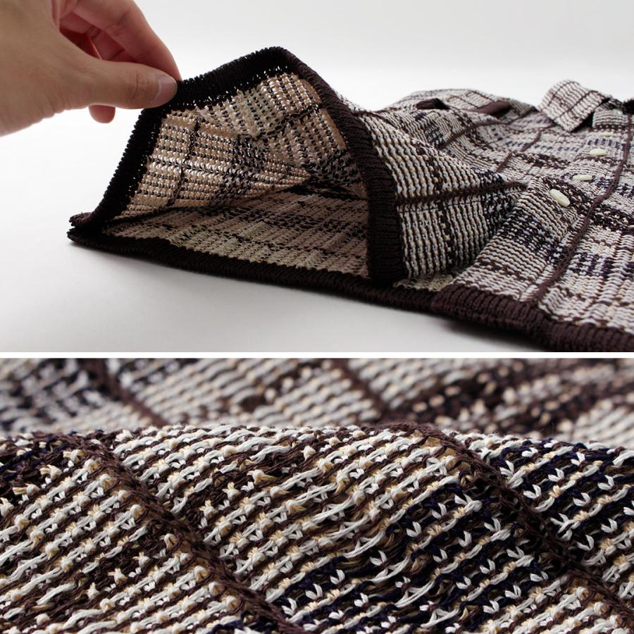 COOHEM（コーヘン） スカシ チェックツイード ニットシャツ / メンズ サマーニット 半袖 コットン 日本製 米冨 | Coohem | 07