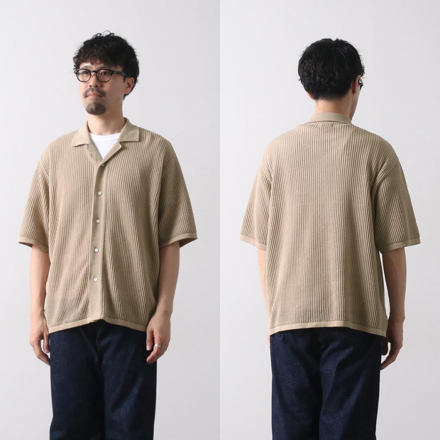 YONETOMI NEW BASIC（ヨネトミニューベーシック） コットン スカシ ニット シャツ / メンズ 半袖 綿 日本製 サマーニット | Yonetomi NEW BASIC | 14