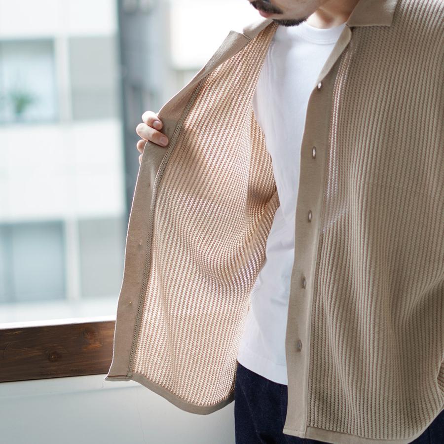 YONETOMI NEW BASIC（ヨネトミニューベーシック） コットン スカシ ニット シャツ / メンズ 半袖 綿 日本製 サマーニット | Yonetomi NEW BASIC | 09