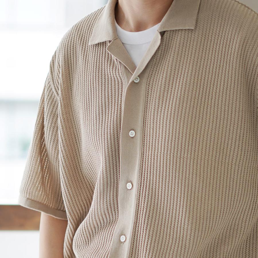 YONETOMI NEW BASIC（ヨネトミニューベーシック） コットン スカシ ニット シャツ / メンズ 半袖 綿 日本製 サマーニット | Yonetomi NEW BASIC | 11