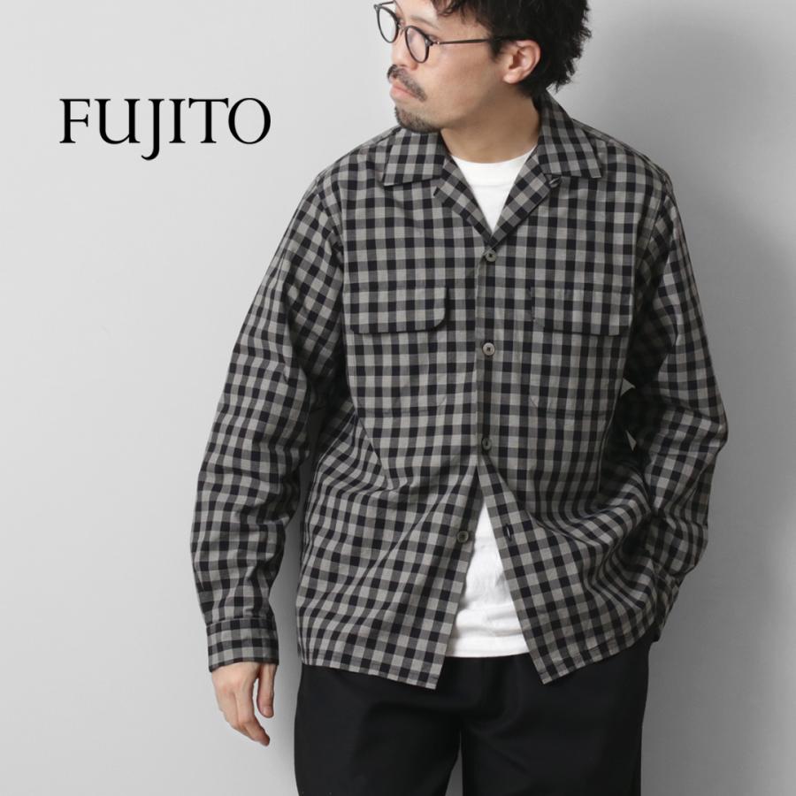 FUJITO（フジト） モノトーンチェック オープンカラーシャツ / メンズ 長袖 カジュアル | FUJITO