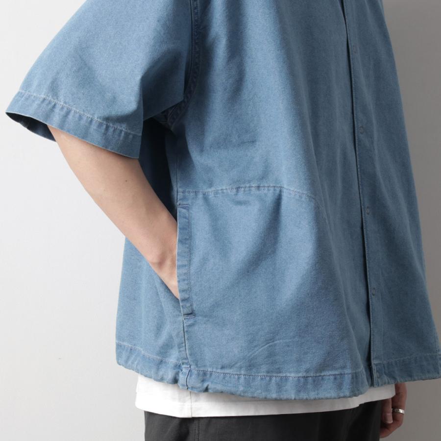 KELEN（ケレン）FAUNA バルーンデニムシャツ / メンズ 半袖 無地 バンドカラー デニム 接触冷感 DENIM BALOON DENIM SHIRT | Kelen | 15