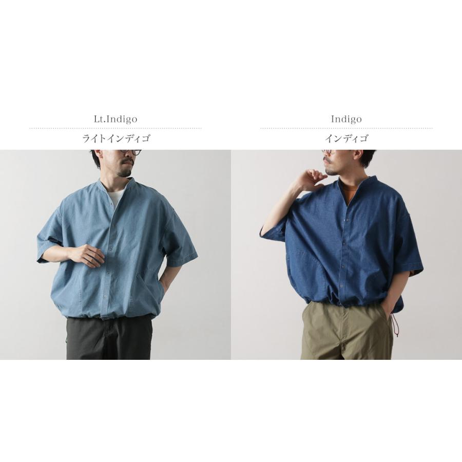 KELEN（ケレン）FAUNA バルーンデニムシャツ / メンズ 半袖 無地 バンドカラー デニム 接触冷感 DENIM BALOON DENIM SHIRT | Kelen | 03