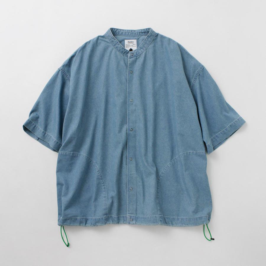 KELEN（ケレン）FAUNA バルーンデニムシャツ / メンズ 半袖 無地 バンドカラー デニム 接触冷感 DENIM BALOON DENIM SHIRT | Kelen | 04