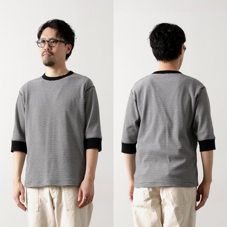HEALTHKNIT（ヘルスニット） 別注 フラットシーマ ベーシックワッフル 7分袖Tシャツ / メンズ クルーネック Basic Waffle 3/4 Sleeve Tee | Healthknit | 16
