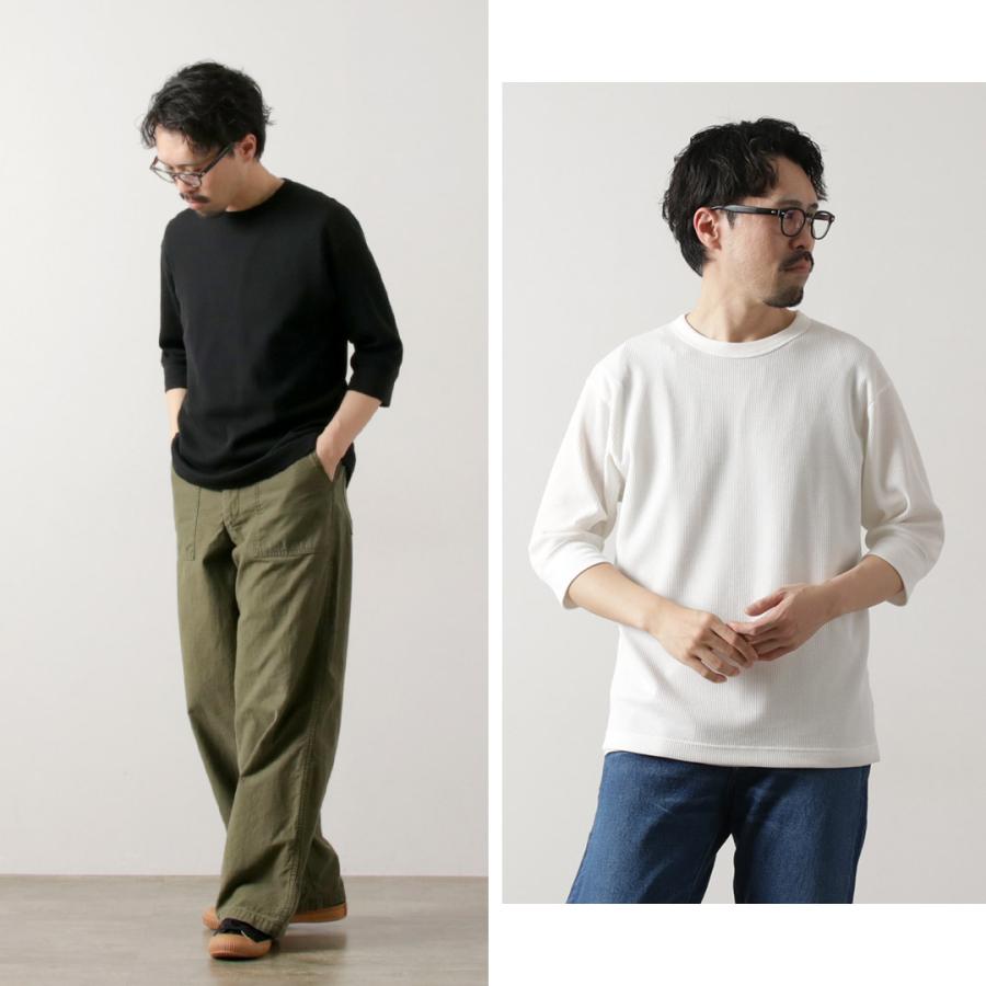 HEALTHKNIT（ヘルスニット） 別注 フラットシーマ ベーシックワッフル 7分袖Tシャツ / メンズ クルーネック Basic Waffle 3/4 Sleeve Tee | Healthknit | 17