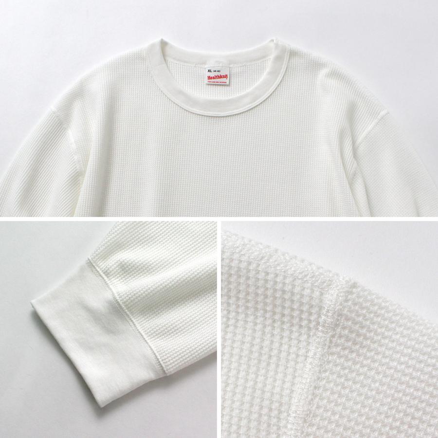 HEALTHKNIT（ヘルスニット） 別注 フラットシーマ ベーシックワッフル 7分袖Tシャツ / メンズ クルーネック Basic Waffle 3/4 Sleeve Tee | Healthknit | 19