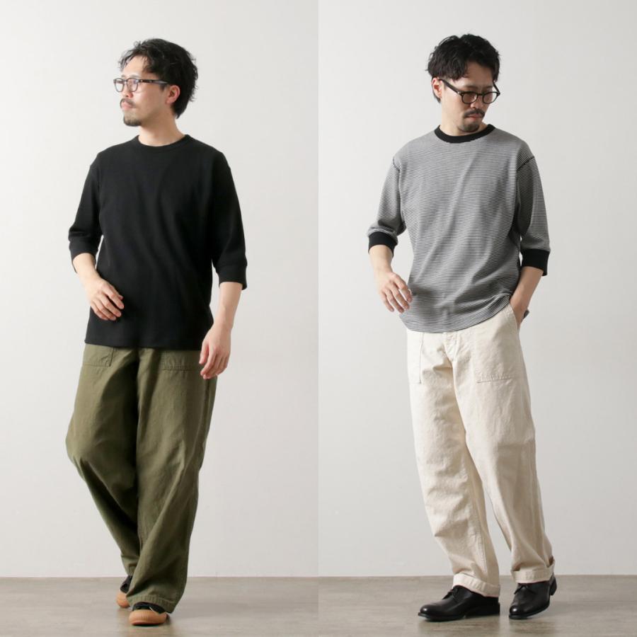 HEALTHKNIT（ヘルスニット） 別注 フラットシーマ ベーシックワッフル 7分袖Tシャツ / メンズ クルーネック Basic Waffle 3/4 Sleeve Tee | Healthknit | 08