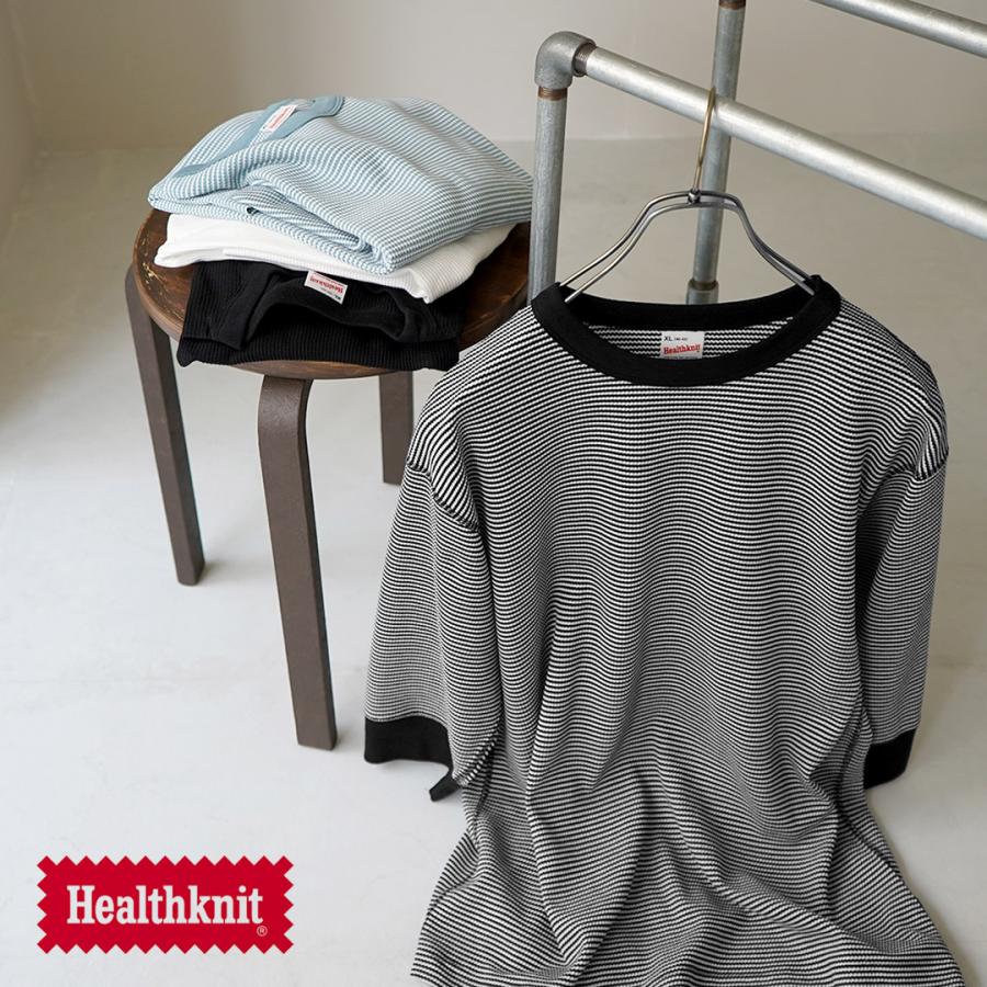 HEALTHKNIT（ヘルスニット） 別注 フラットシーマ ベーシックワッフル 7分袖Tシャツ / メンズ クルーネック Basic Waffle 3/4 Sleeve Tee | Healthknit | 09
