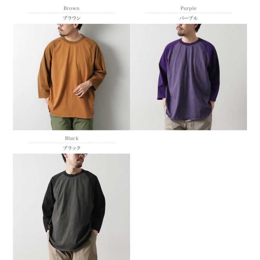 WALLA WALLA SPORT（ワラワラスポーツ） ピグメントダイ 2トーン ベースボール Tシャツ / メンズ 7分袖 カットソー 無地 綿 | WALLA WALLA SPORT | 04