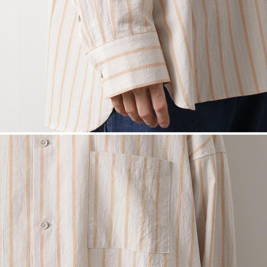 BASISBROEK（バージスブルック） ヴァケン ロングスリーブシャツ / ストライプ メンズ コットンリネン ビッグシルエット | BASISBROEK | 14