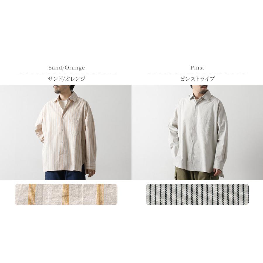 BASISBROEK（バージスブルック） ヴァケン ロングスリーブシャツ / ストライプ メンズ コットンリネン ビッグシルエット | BASISBROEK | 03