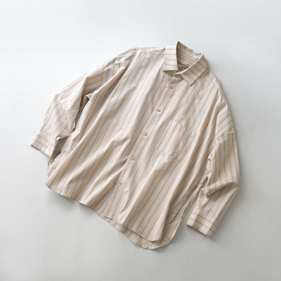 BASISBROEK（バージスブルック） ヴァケン ロングスリーブシャツ / ストライプ メンズ コットンリネン ビッグシルエット | BASISBROEK | 04