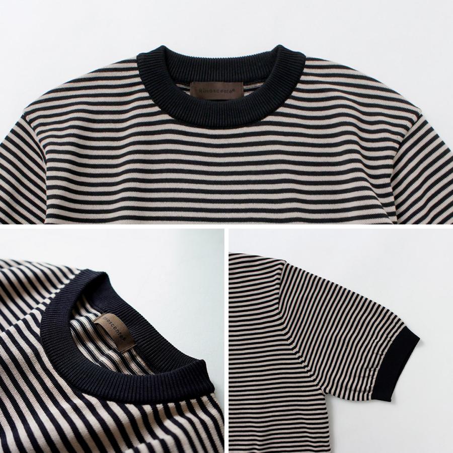 RINASCENTE（リナシェンテ） ハイブリッド ボーダー ニットTシャツ / 半袖 メンズ サマーニット 日本製 無地 | Rinascente | 18