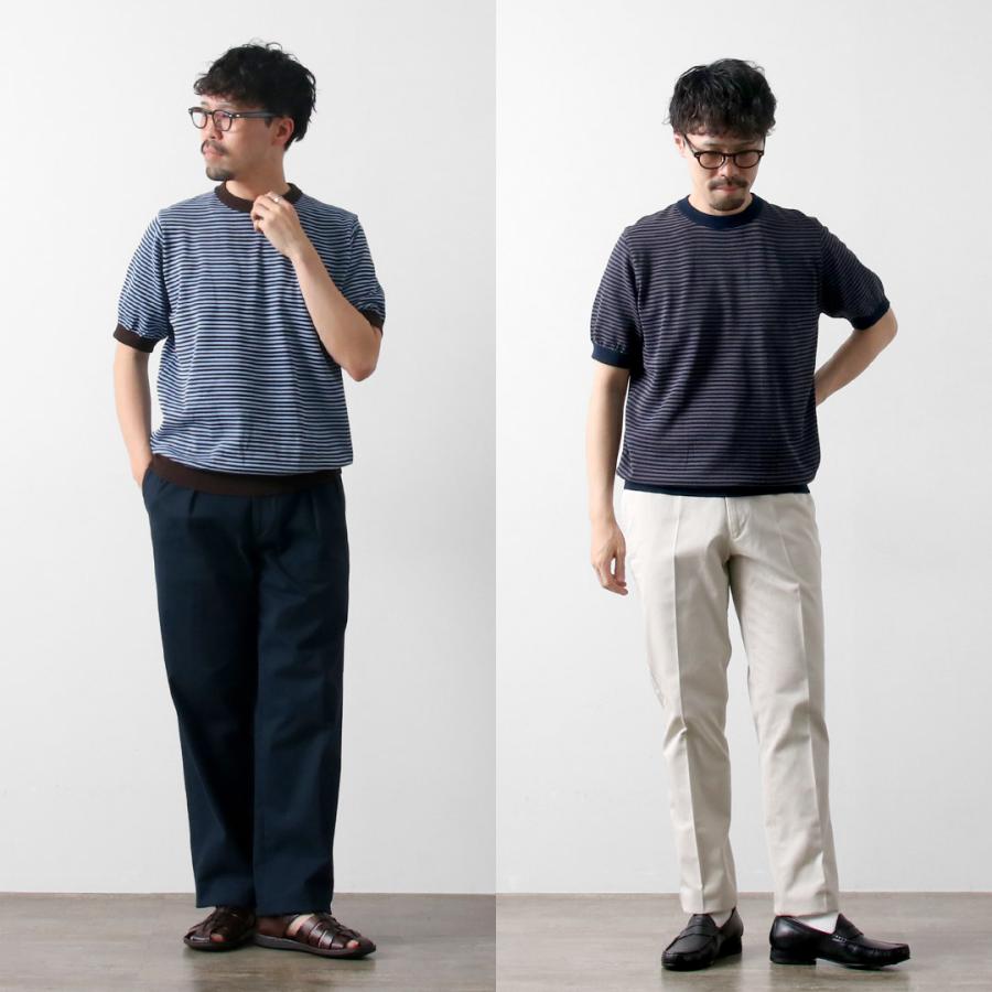RINASCENTE（リナシェンテ） ハイブリッド ボーダー ニットTシャツ / 半袖 メンズ サマーニット 日本製 無地 | Rinascente | 09