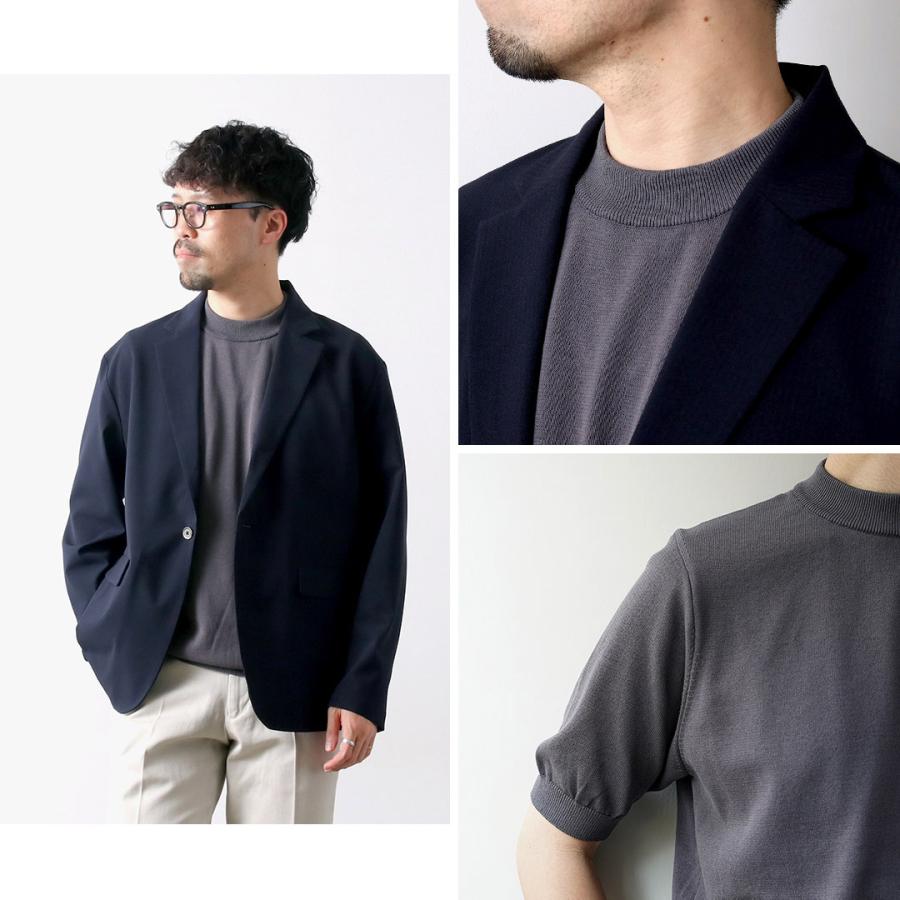 RINASCENTE（リナシェンテ） ハイブリッド ウォッシャブル 沼ネック ニットTシャツ 日本製 / メンズ サマーニット 半袖 無地 | Rinascente | 19