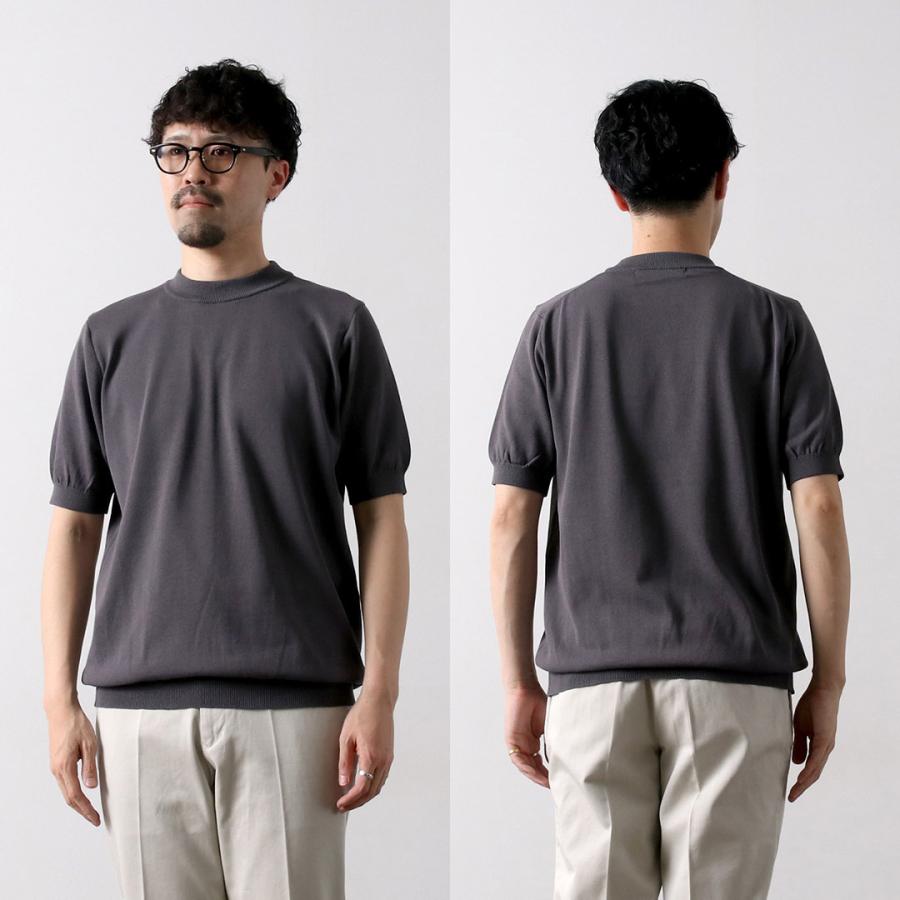RINASCENTE（リナシェンテ） ハイブリッド ウォッシャブル 沼ネック ニットTシャツ 日本製 / メンズ サマーニット 半袖 無地 | Rinascente | 22