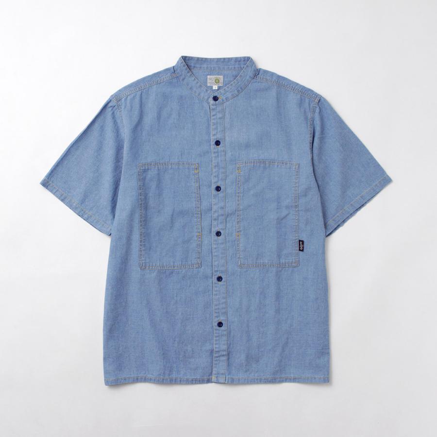 GOHEMP（ゴーヘンプ） ヘンプコットンシャンブレー ワーク ノーカラーシャツ / メンズ 半袖 バンドカラー | GOHEMP | 02