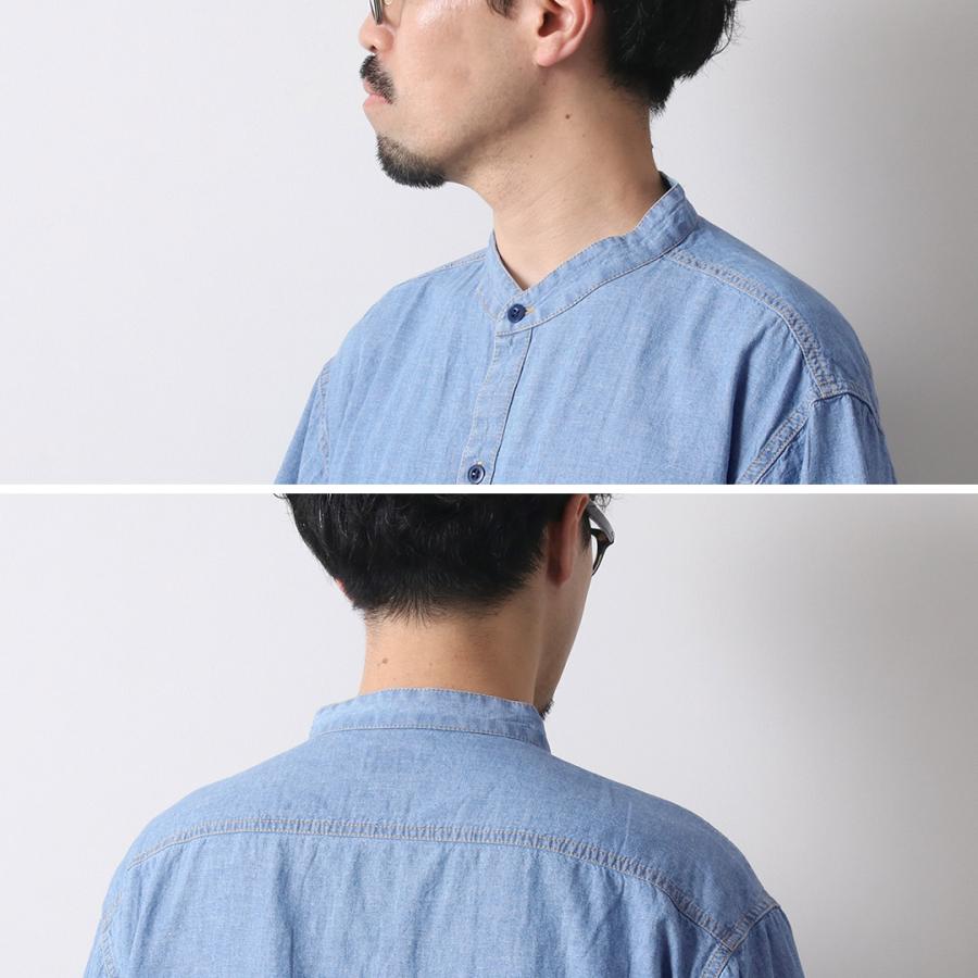 GOHEMP（ゴーヘンプ） ヘンプコットンシャンブレー ワーク ノーカラーシャツ / メンズ 半袖 バンドカラー | GOHEMP | 07