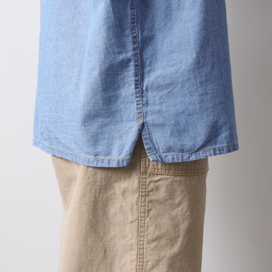 GOHEMP（ゴーヘンプ） ヘンプコットンシャンブレー ワーク ノーカラーシャツ / メンズ 半袖 バンドカラー | GOHEMP | 09